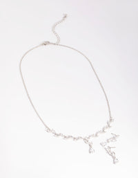 Silver Diamond Simulant Vine Necklace & Earrings Set - link has visual effect only