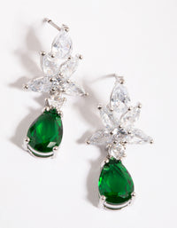 Diamond Simulant Emerald Teardrop Earrings - link has visual effect only