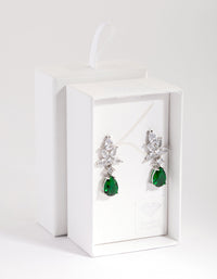 Diamond Simulant Emerald Teardrop Earrings - link has visual effect only