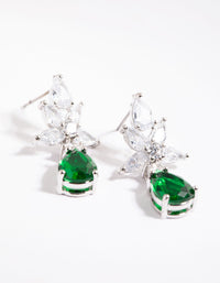 Diamond Simulant Emerald Teardrop Earrings - link has visual effect only