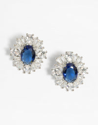 Diamond Simulant Sapphire Vintage Stud Earrings - link has visual effect only