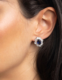 Diamond Simulant Sapphire Vintage Stud Earrings - link has visual effect only