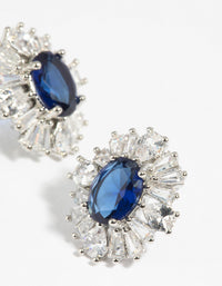 Diamond Simulant Sapphire Vintage Stud Earrings - link has visual effect only