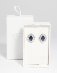 Diamond Simulant Sapphire Vintage Stud Earrings - link has visual effect only