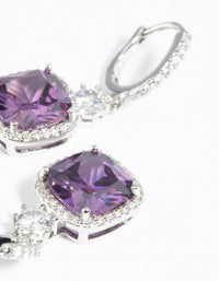 Purple Diamond Simulant Huggie Hoop Earrings - link has visual effect only