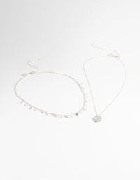 Silver Plated Moonstone Necklace Set - link has visual effect only