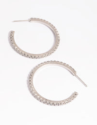 Silver Cubic Zirconia Hoop Earrings - link has visual effect only