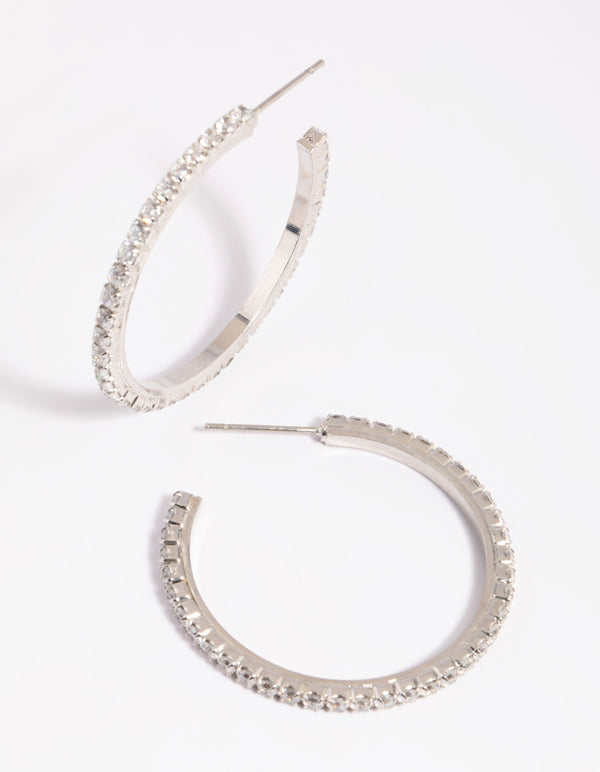 Silver Cubic Zirconia Hoop Earrings