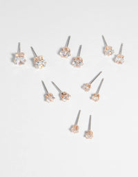 Rose Gold Cubic Zirconia Earring 6-Pack - link has visual effect only