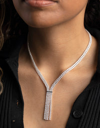 Silver Cubic Zirconia Fringe Necklace - link has visual effect only