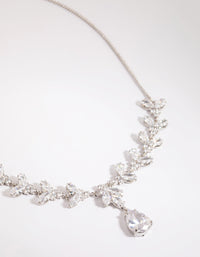 Silver Cubic Zirconia Teardrop Lariat Necklace - link has visual effect only