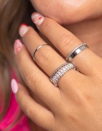 Silver Cubic Zirconia Baguette Ring - link has visual effect only