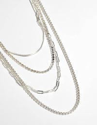 Silver Mixed Chain Layered Necklace - link has visual effect only