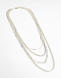 Silver Mixed Chain Layered Necklace - link has visual effect only