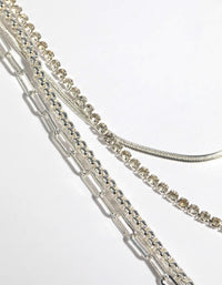 Silver Mixed Chain Layered Necklace - link has visual effect only