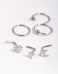 Surgical Steel Moon & Cross Nose Studs - link has visual effect only