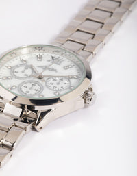 Silver Marble Diamante Watch - link has visual effect only