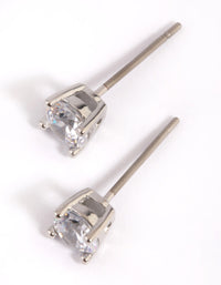 Rhodium Cubic Zirconia Stud Earrings - link has visual effect only