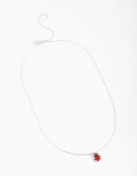 Red Cubic Zirconia Pear Halo Necklace - link has visual effect only