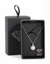 Silver Cubic Zirconia Halo Necklace - link has visual effect only