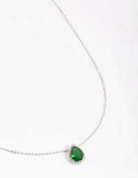 Green Cubic Zirconia Pear Halo Necklace - link has visual effect only