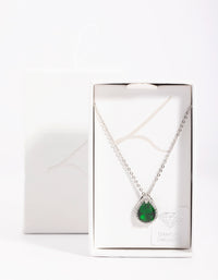 Green Cubic Zirconia Pear Halo Necklace - link has visual effect only