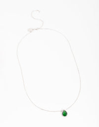 Green Cubic Zirconia Pear Halo Necklace - link has visual effect only