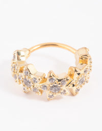 Gold Plated Surgical Steel Cubic Zirconia Star Clicker Ring - link has visual effect only