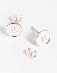 Sterling Silver Button Stud Earrings - link has visual effect only