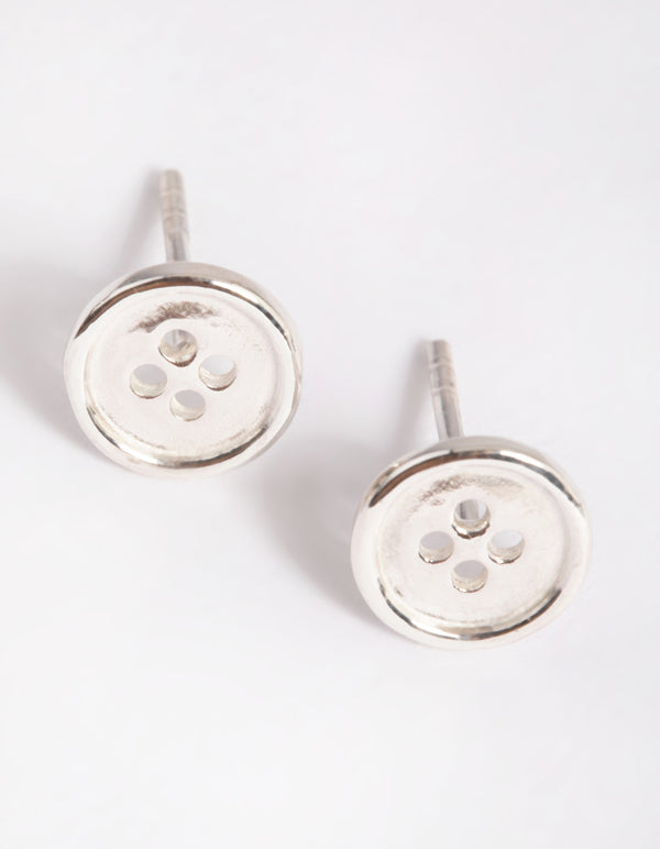 Sterling Silver Button Stud Earrings