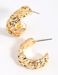 Gold Plated Molten Hoop Earrings - link has visual effect only