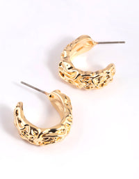 Gold Plated Molten Hoop Earrings - link has visual effect only