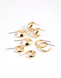 Gold Plated Mixed Hoop Earring 4-Pack - link has visual effect only