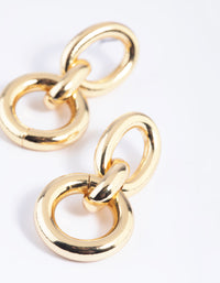 Gold Plated Link Drop Earrings - link has visual effect only