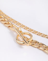 Gold Plated Fob Chain Layered Necklace - link has visual effect only