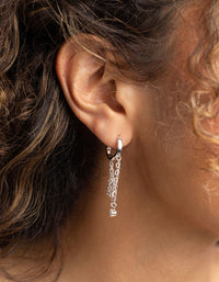 Silver Plated Cubic Zirconia Star & Moon Huggie Hoop Earrings - link has visual effect only