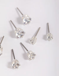 Silver Plated Brass  Cubic Zirconia Ascending Earring Stack 8-Pack - link has visual effect only