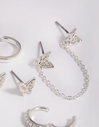 Silver Plated Brass  Butterfly Chain Earring Stack 6-Pack - link has visual effect only