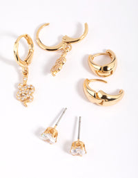 Gold Plated Cubic Zirconia Snake Earring Stack 6-Pack - link has visual effect only