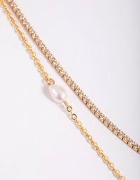 Gold Plated Pearl Layered Necklace - link has visual effect only