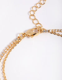 Gold Plated Brass Cubic Zirconia & Pearl Bracelet - link has visual effect only