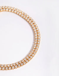 Gold Plated Cubic Zirconia Layered Bracelet - link has visual effect only