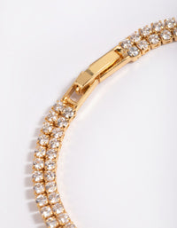 Gold Plated Cubic Zirconia Layered Bracelet - link has visual effect only