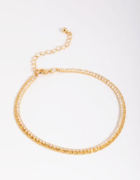 Gold Plated Brass Cubic Zirconia Tennis Anklet - link has visual effect only