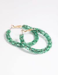 Green Mixed Diamante Hoop Earrings - link has visual effect only