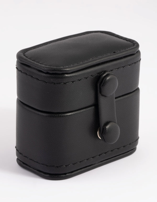 Small Black Faux Leather Ring Box