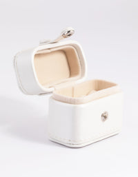 Small Cream Faux Leather Ring Box - link has visual effect only