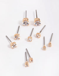 Gold Diamante Stud Earring 5-Pack - link has visual effect only