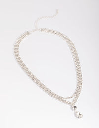 Silver Diamante Teardrop Layered Necklace - link has visual effect only