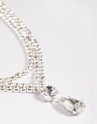 Silver Diamante Teardrop Layered Necklace - link has visual effect only